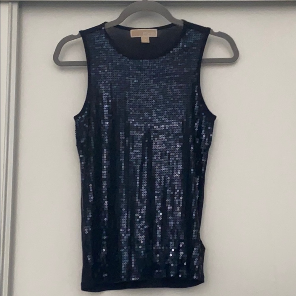 NEW Michael Kors Navy Blue Sequin Tee, XS/S